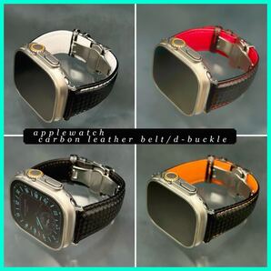 アップルウォッチ applewatch カーボン レザー ベルト バンド 46mm 41mm 45mm 49mm 40mm 44mm ストラップ シリーズ10