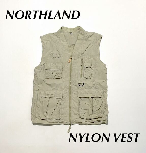 90’s ビンテージ NORTHLAND ナイロンユーティリティベストアウトドア フィッシング ジップアップ ☆Vintage 古着卸 激安 大量出品中