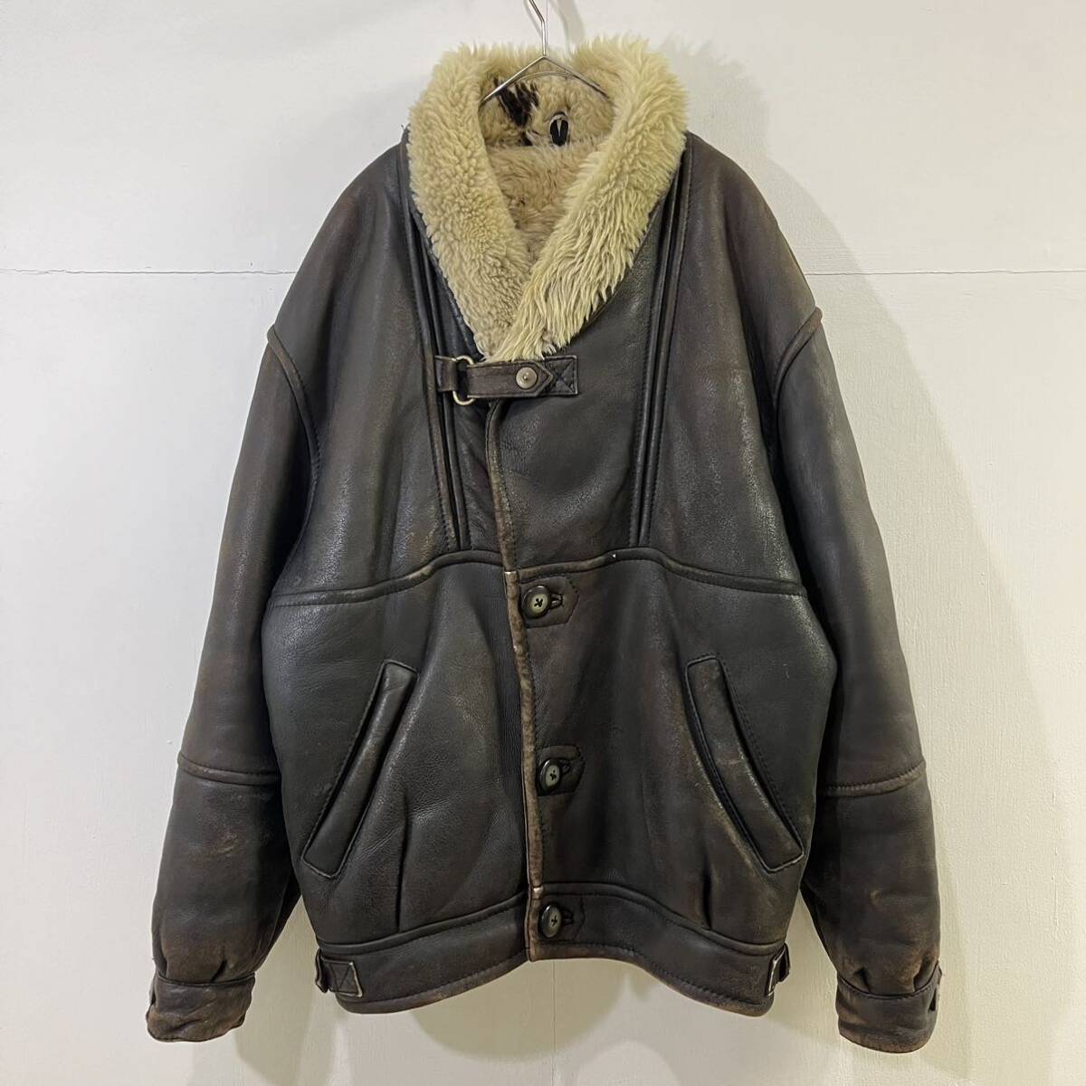 ♪毛皮コート（値段交渉OK） TOUGH GUY本革リアルムートンショールカラーダブルムートン