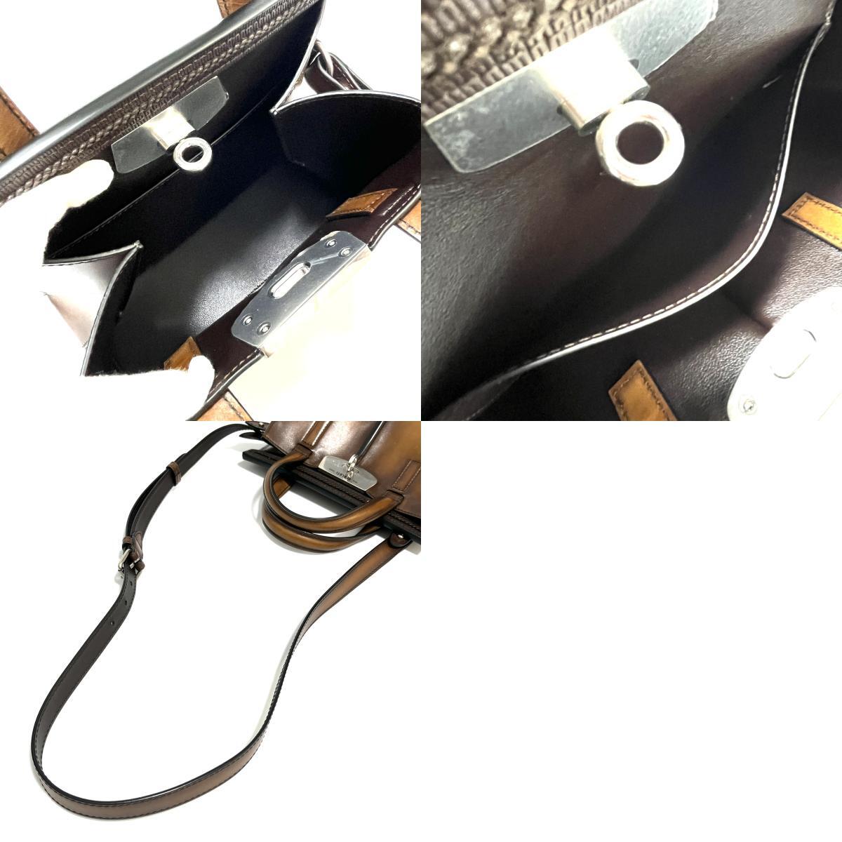 【 BERLUTI】ベルルッティ ルティ25 レザー メッセンジャー 2way ハンドバッグ ショルダーバッグ ブラウン 18398 【 BERLUTI】ベルルッティ ルティ25 レザー メッセンジャー 2way ハンドバッグ ショルダーバッグ ブラウン 18398