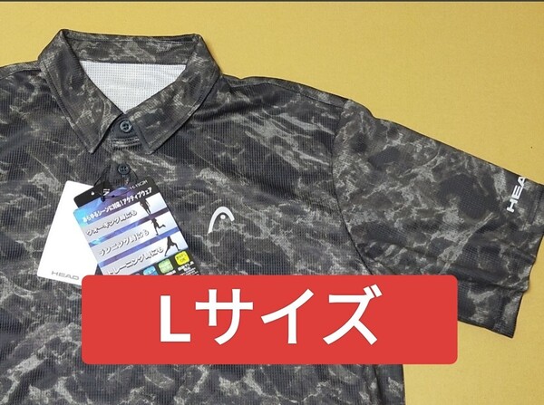 Lサイズ 送料無料 即決 ヘッド HEAD メンズ 吸水速乾 DRY ポロシャツ 抗菌防臭 ストレッチ 半袖【ブラック】ポリ100% ゴルフ Tシャツ