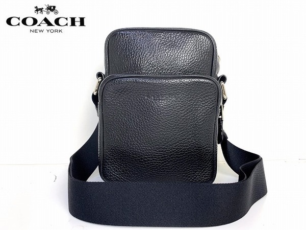 極美品★送料無料★ コーチ メンズ COACH ツーリング ぺブル レザー ビジネス ショルダー バッグ ブラック 72363