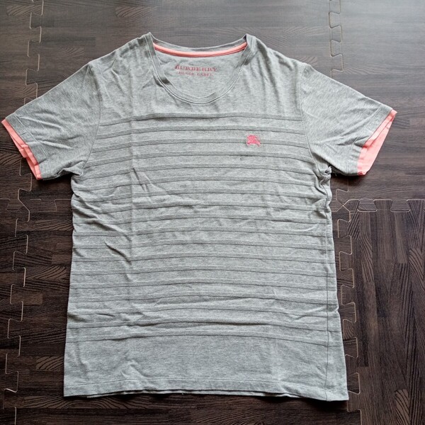 半袖 バーバリーブラックレーベル BURBERRY BLACK LABEL Tシャツ サイズ2 グレー シャドーボーダー