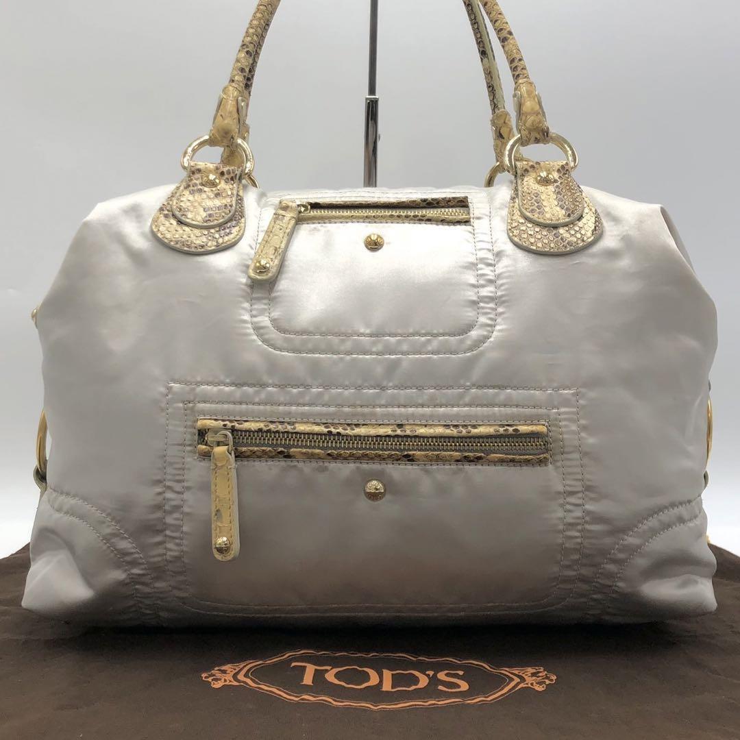 美品 TOD'S トッズ シルバーパシュミー リアルパイソン ハンドバッグ Yahoo!オークション -「トッズ パイソンバッグ」の落札相場