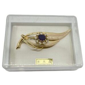 【美品!!】本水晶 ブローチ 紫水晶 クリスタル アクセサリー アメジスト レディース ゴールド系 翼型 服飾小物 小物 ファッション