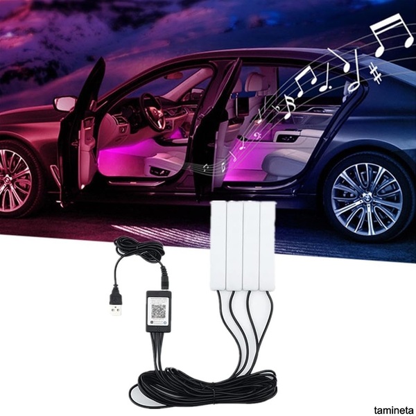 RGBイルミネーション LEDテープライト 車載ライト マルチカラー切替 音感知 フットランプ 高輝度 理想の明るさでドライブをサポート