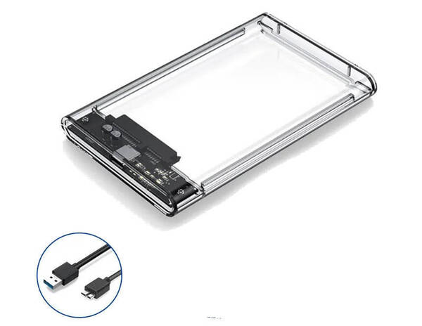 USB3.2 Gen1 超高速版 5Gbps 外付け 2.5インチ HDD/SDDケース 透明 (SATA6.0 HDD/SDD対応)
