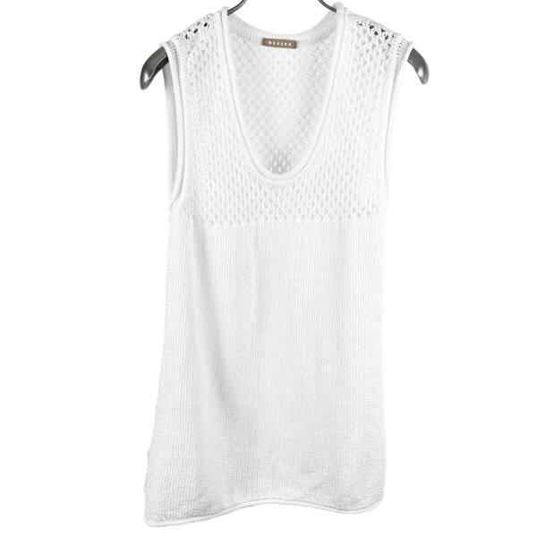 【20%OFF】NEHERA (ネヘラ) Mesh Nosleeve Crewneck T Shirt (white)