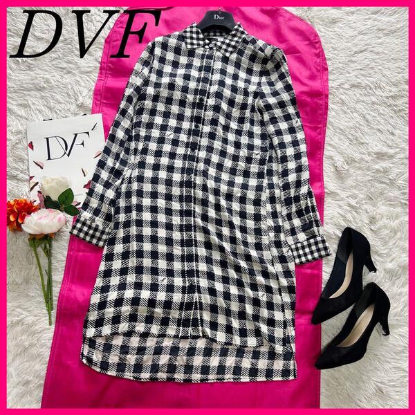 【美品】DIANEvonFURSTENBERG シャツワンピース 2 膝丈 ダイアンフォンファステンバーグ M
