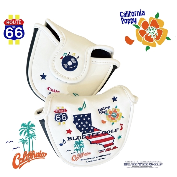 ■送料無料MALTE【最新モデル カリフォルニア エディション】ブルーティーゴルフ マレット型パターカバー DHC-007 BLUE TEE GOLF