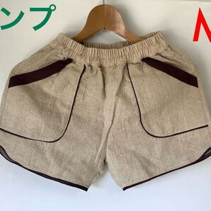 手織り大麻 ヘンプ HEMP 生成り サイドライン ショートパンツ(M)V48