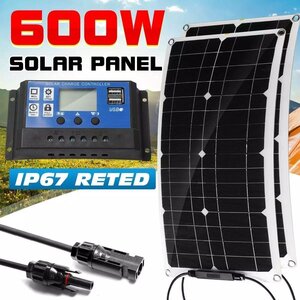 новый товар гибкий солнечная панель 600W 12V USB зарядное устройство телефон rv машина mp3 для водонепроницаемый аккумулятор