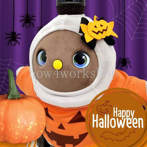LOVOT ラボットのアクセサリーハンドメイド ハロウィンカボチャリボンタイ飾り(オレンジ)