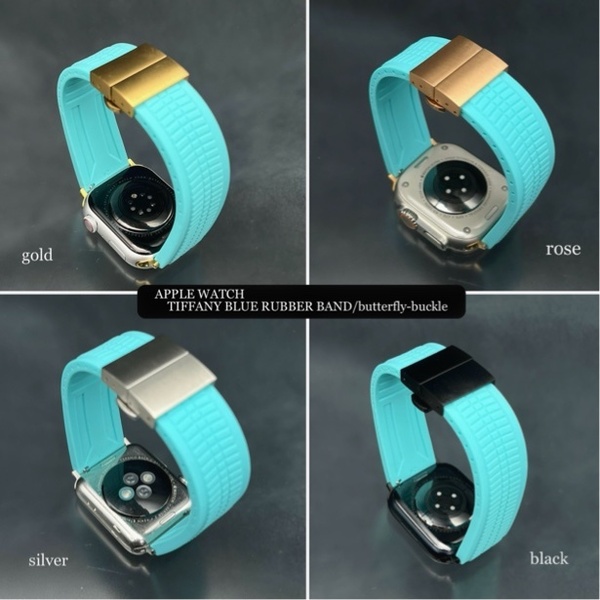 ティファニーブルー ラバー ベルト 49mm 49ミリ ウルトラ アップルウォッチ 24mm幅 ワイド ラバー ベルト 特殊バックル ultra Apple Watch