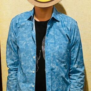 カジュアルシャツ、ブルー、長袖、綿100%、通気性抜群、アイテム番号N-5