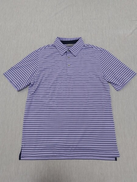 送料込み!☆美品☆【Ashworth】アシュワース 半袖 ポロシャツ 紫 パープル ボーダー サイズS ゴルフウェア GOLF スポーツ ファッション