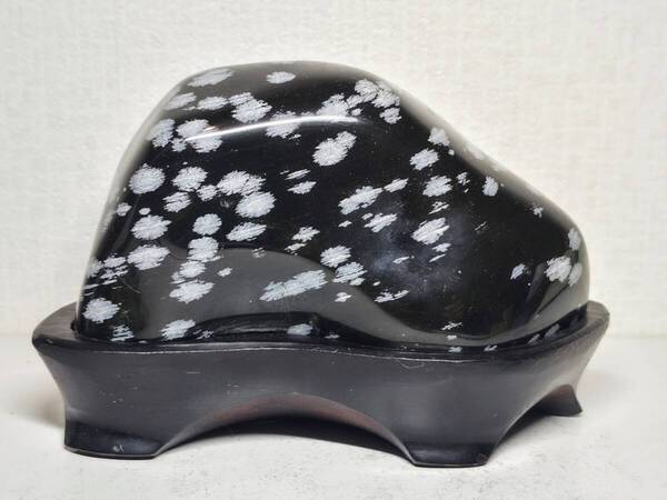 【雪華】1.1kg スノーフレークオブシディアン 黒曜石 原石 宝石 ジュエリー 誕生石 鑑賞石 自然石 天然石 鉱物 鉱石