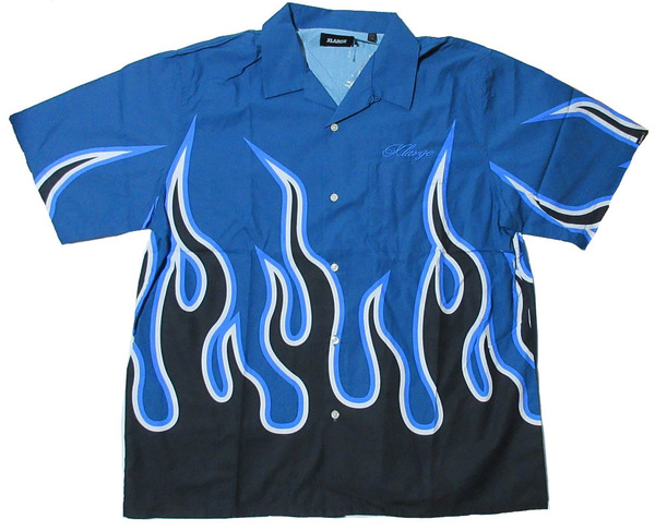 エクストララージ(XLARGE)FLAME 半袖シャツ Mサイズ 101222014005 ブルー BLUE