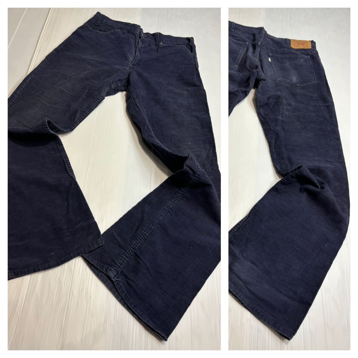 80\'s ヴィンテージ Levi\'s リーバイス 517 USA today 紺 コーデュロイ ブーツカット フレアパンツ W34 L34 約88cm 42TALON ネイビー