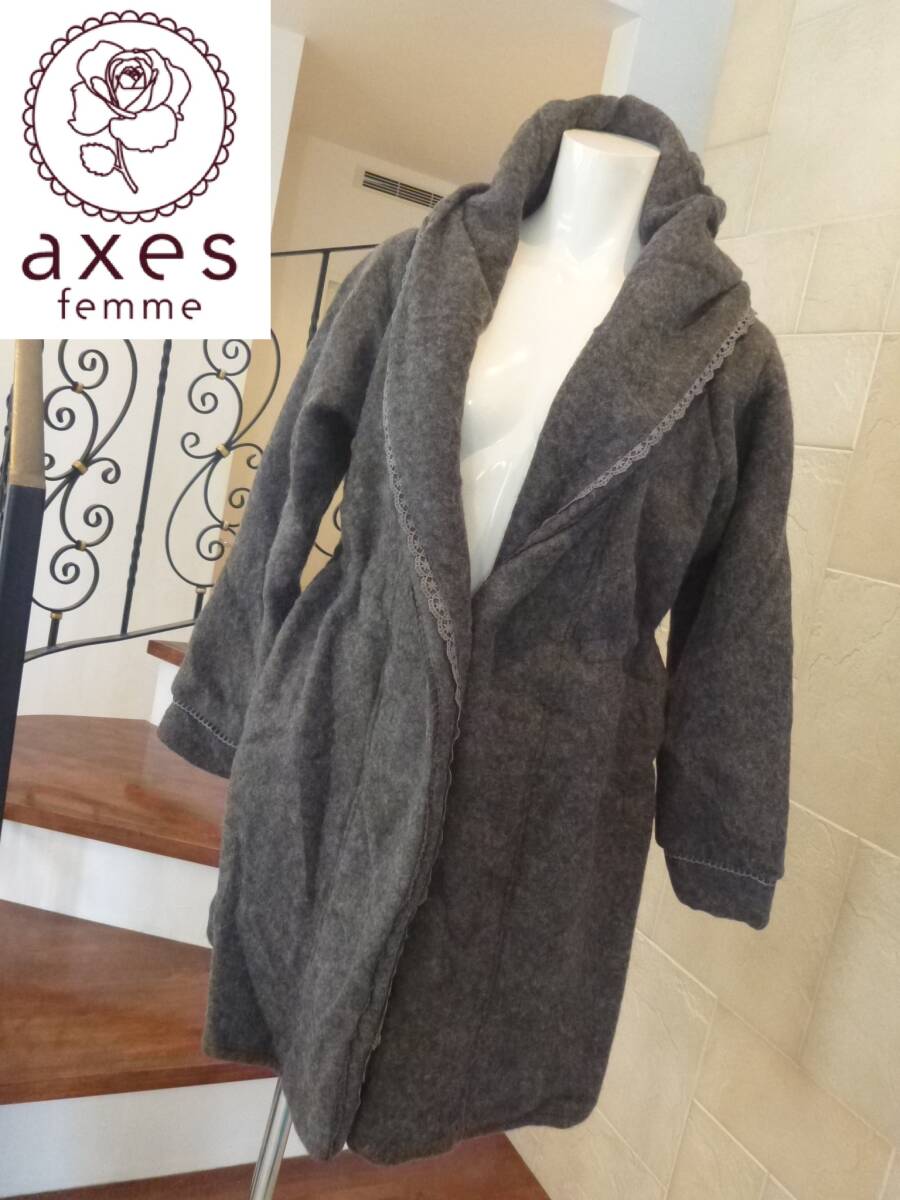新品 axes femme|アクシーズファム★ グレー ゆったりコート M