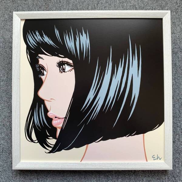■江口寿史『ALL ABOUT POP <2>』 LPサイズ 額入り 貴重イラスト 印刷物 ポスター風デザイン 額装品 アートフレーム インテリア