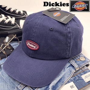 Dickies ネイビー キャップ アウトドア キャンプゴルフ野球帽子バイクトラックホワイトレッドロゴワッペン コットン ディッキーズ