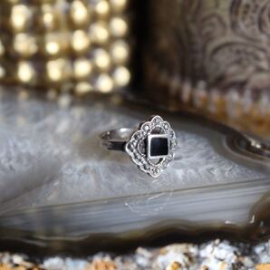 USA VINTAGE BLACK STONE DESIGN SILVER RING/アメリカ古着ブラックストーンデザインシルバーリング