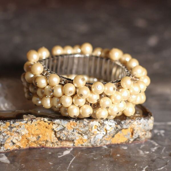 USA VINTAGE PEARL DESIGN BRACELET/アメリカ古着パールデザインブレスレット