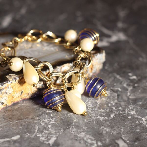 USA VINTAGE PEARL COLOR BEADS CHAIN BRACELET/アメリカ古着パールカラービーズチェーンブレスレット