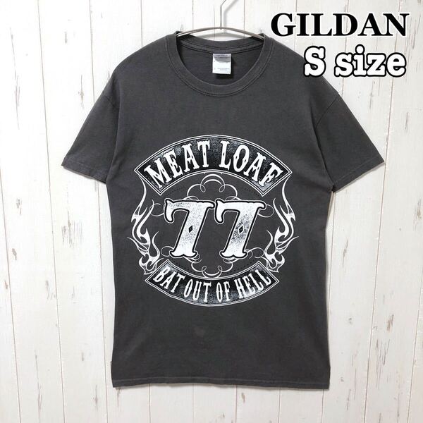 MEAT LOAF ミートローフ GILDAN ギルダン 半袖 ミュージックTシャツ Sサイズ ユニセックス プリント BAT OUT OF HELL 古着 グレー