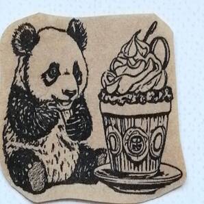 534 パンダ フラペチーノ はんこ ハンコ ヴィンテージ アンティーク スタンプ ゴム印 ラバースタンプ 生クリーム カフェ ソフトクリーム