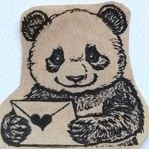 501 パンダ ラブレター はんこ ハンコ ヴィンテージ アンティーク スタンプ ゴム印 ラバースタンプ お手紙 絵手紙 メッセージカード レトロ