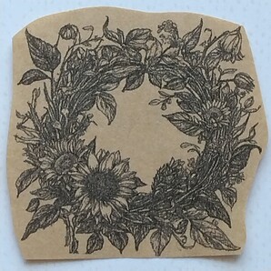 501 ひまわり フラワーリース はんこ ハンコ ヴィンテージ アンティーク スタンプ ゴム印 ラバースタンプ 海 夏 暑中見舞い ヒマワリ