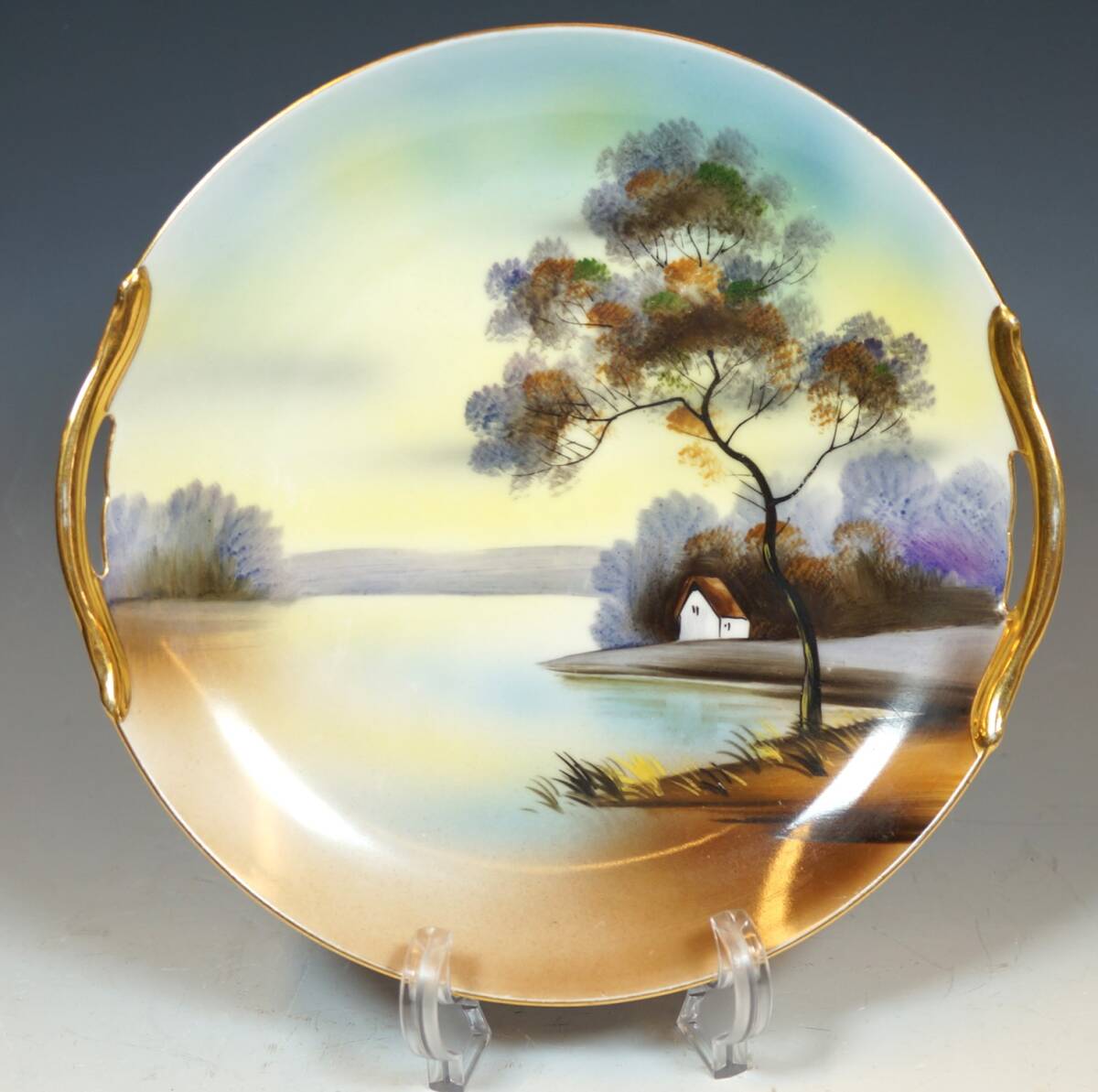 オールドノリタケ　アールデコ　果樹園の図　美しい菓子皿　M－JAPAN印 オールドノリタケ アールデコ 果樹園の図 美しい菓子皿 M－JAPAN印