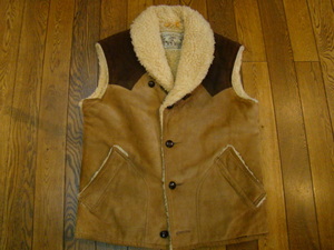 80s USA made Brandon Colorado Barry William Sherpa leather boa suede the best S beige Brown 