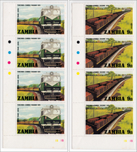切手・ザンビア「タンザン鉄道」2種8枚 *カラーマーク_画像1