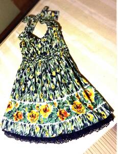 * price cut beautiful goods * Lois Crayon yellow rose pattern halter-neck One-piece 