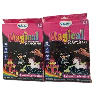 新品未開封 子供用マジカルスクラッチアート ユニコーンとプリンセス 3〜8歳 2冊 スクラッチアート