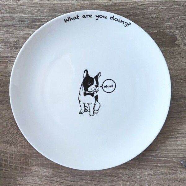 フレンチブルドック リムプレート サラダ カレー皿 パスタ皿 犬 かわいい お皿 食器 リラックマ一人暮らし