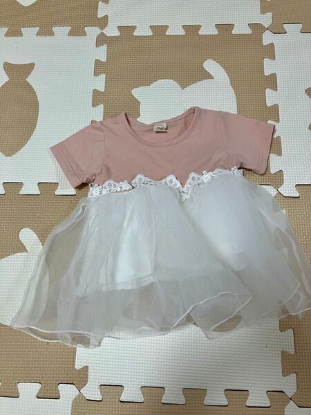 半袖チュール付きワンピース 70cm ワンピース チュール