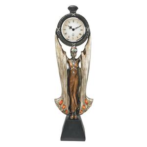アールデコ調の運命の女神の時計 モダンクォーツクロック　メタリック仕上げマントルピースモダン洋風オブジェ西洋彫刻装飾品飾り雑貨