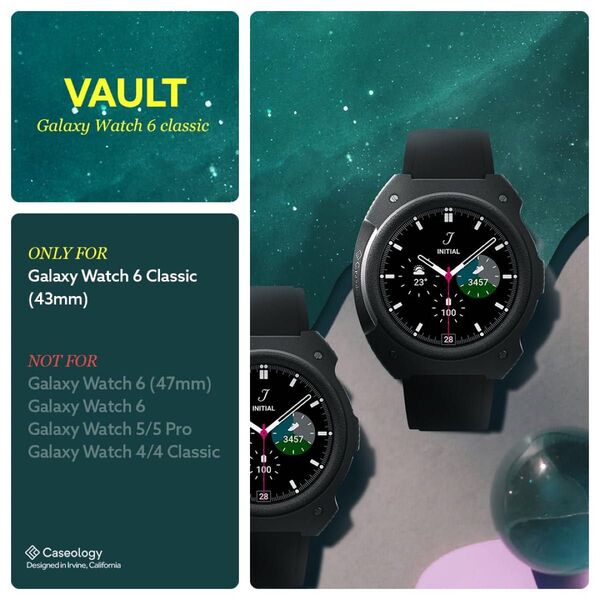 Caseology Galaxy Watch 6 Classic 43mm 対応 ケース カバー 落下 衝撃- マットブラック