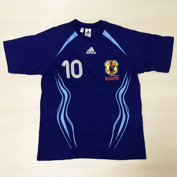 即決! 2006 06 ドイツW杯 日本代表 ユニフォーム Tシャツ アディダス キリン 勝ちT L 半袖 新品 非売品 応援用 炎 ドーハ カズ 中田 中村