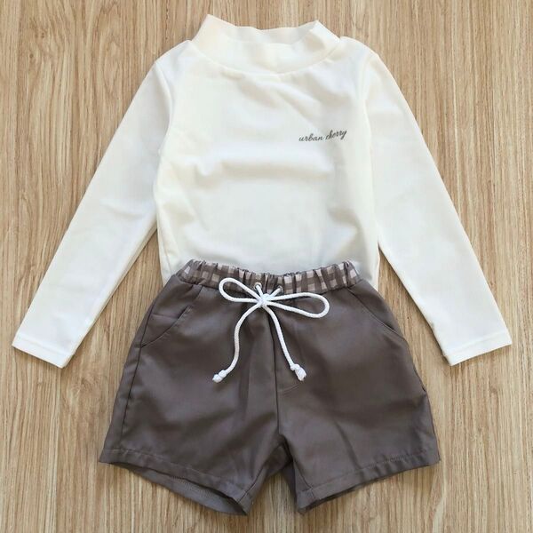 URBANCHERRY アーバンチェリー キッズ 男の子 水着 スイムウェア ラッシュガード セット 白 ベージュ 90cm