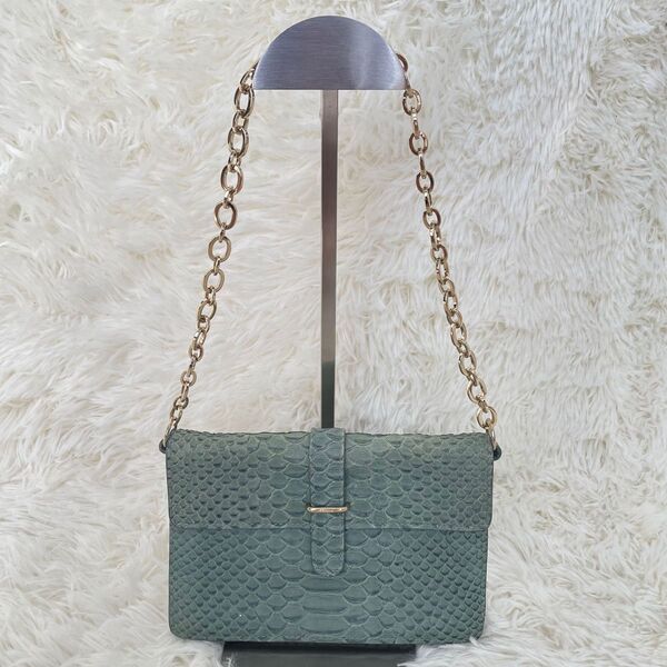 FURLA フルラ パイソン ショルダーバッグ ポシェット レディース ライトブルー系 BM0821 チェーンショルダーバッグ