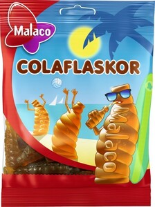 Malaco マラコ ColaFlaskor コーラボトル型コーラ味グミ12袋 x 80g スウェーデンのお菓子です