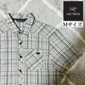 【美品】ARC-TERYX 半袖シャツ チェック 始祖鳥 ロゴ入り