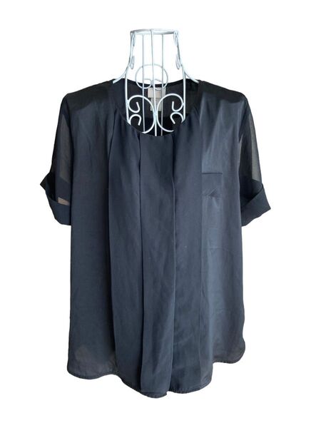 エイチアンドエム 半袖 カットソー ブラウス Tシャツ トップス シフォン M 夏服 シャツ