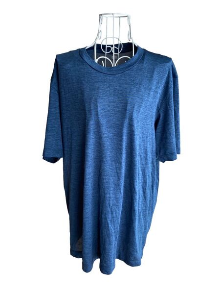 ユニクロ 半袖 Tシャツ トップス ブルー 吸水 速乾 XLサイズ メンズ 無地 クルーネック