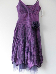 ●未使用　紫系シャンブレーチュール付きドレス、二次会　パーティー フォーマル　M